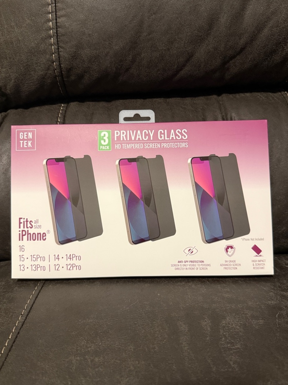 Privacy Glass Screen Protector for iPhone - Black (3-Pack)